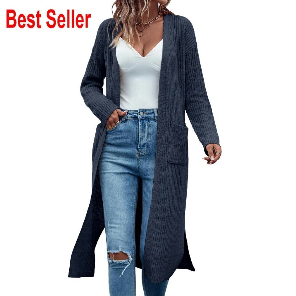 Oversized Ribbed Knit Cardigan Long Sleeve Open Front Chic Fall Outerwear